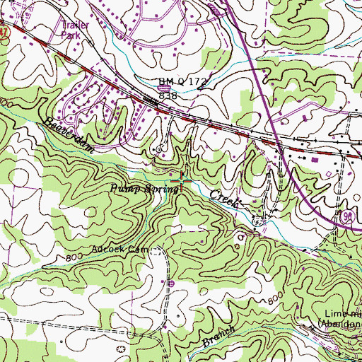 Topographic Map of Pump Spring, TN