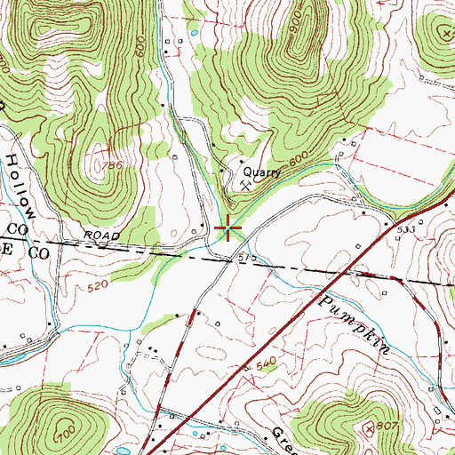 Topographic Map of Pumpkin Branch, TN
