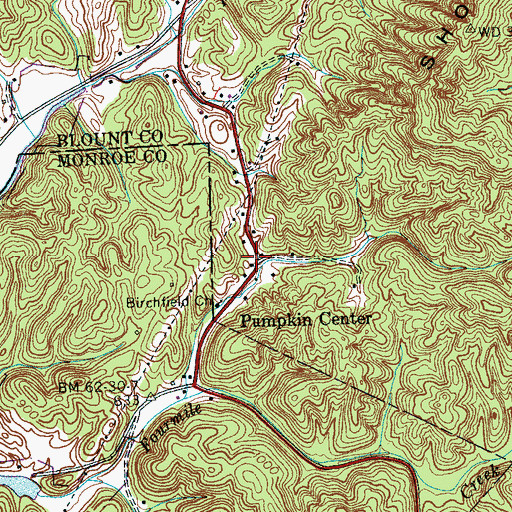 Topographic Map of Pumpkin Center, TN