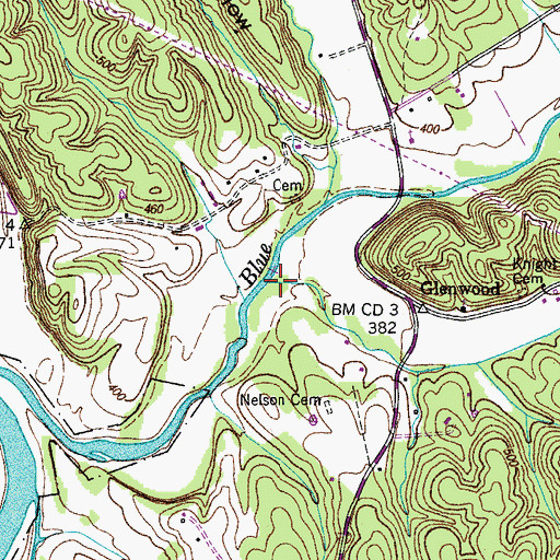 Topographic Map of Pumpkin Creek, TN