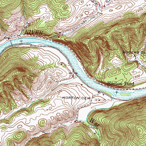 Topographic Map of Pumpkin Valley, TN