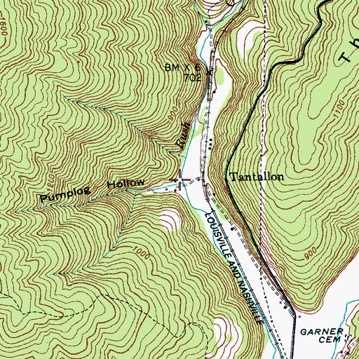 Topographic Map of Pumplog Hollow, TN