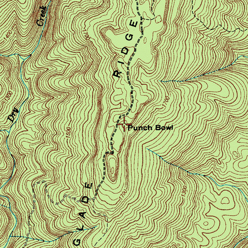 Topographic Map of Punch Bowl, TN