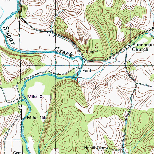 Topographic Map of Puncheon Branch, TN