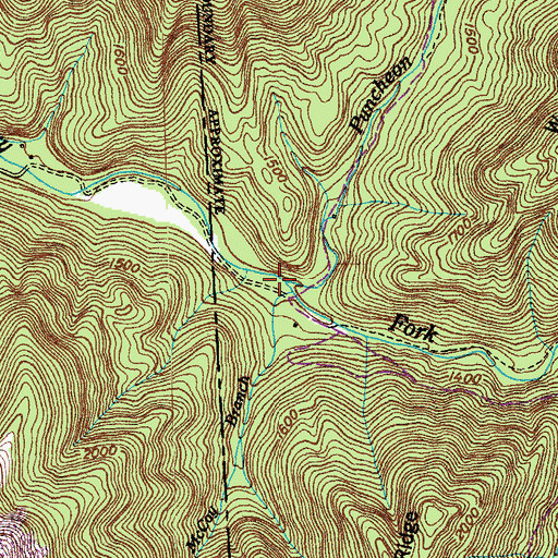 Topographic Map of Puncheon Camp Creek, TN