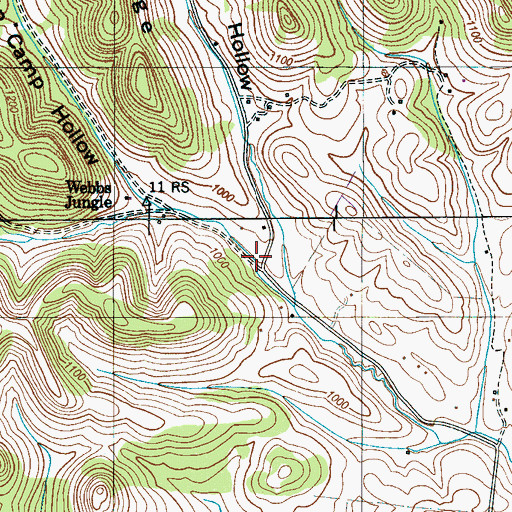 Topographic Map of Puncheon Camp Hollow, TN