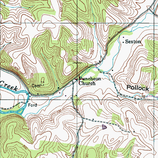 Topographic Map of Puncheon Church, TN