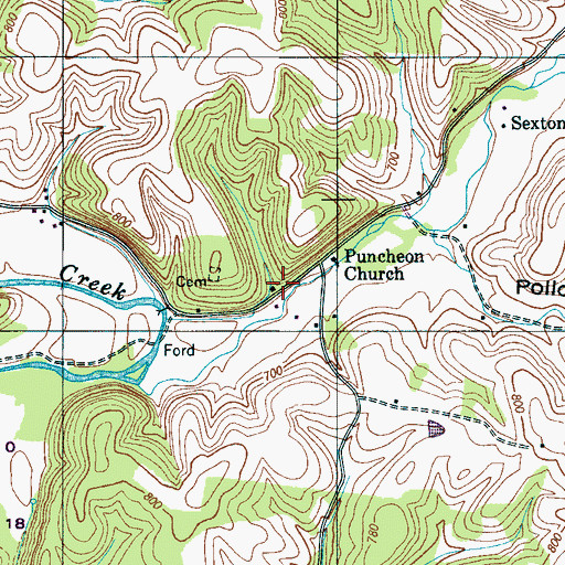 Topographic Map of Puncheon School (historical), TN