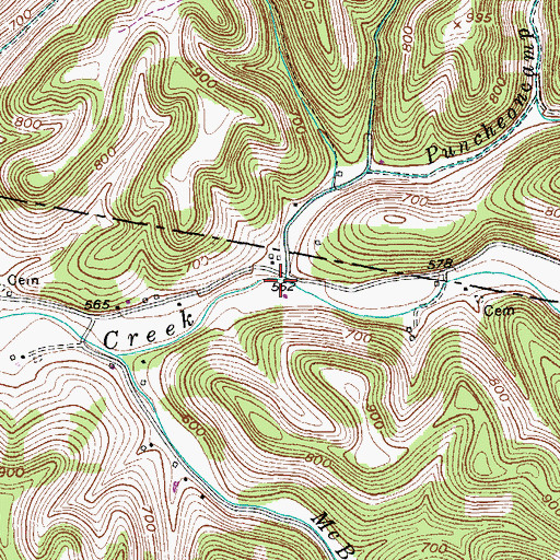 Topographic Map of Puncheoncamp Branch, TN