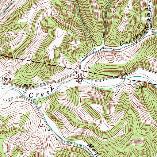 Topographic Map of Puncheoncamp Branch, TN