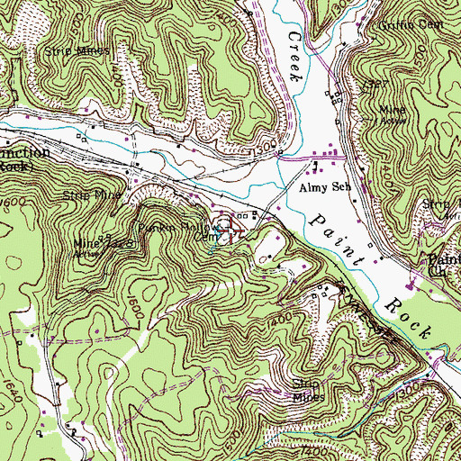 Topographic Map of Punkin Hollow Cemetery, TN