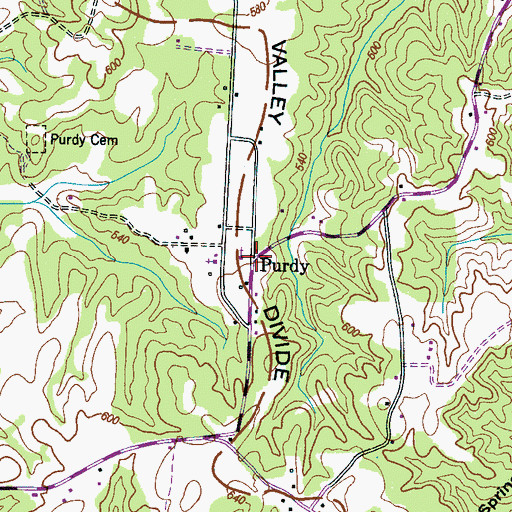 Topographic Map of Purdy, TN