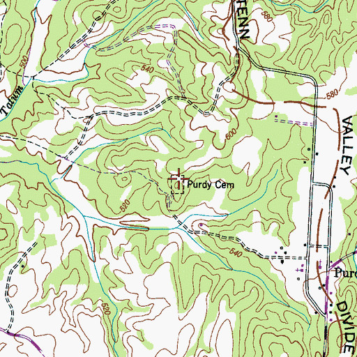 Topographic Map of Purdy Cemetery, TN