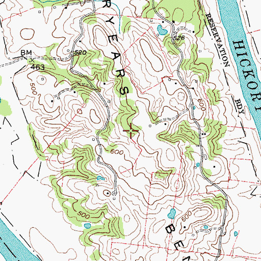 Topographic Map of Puryears Bend, TN