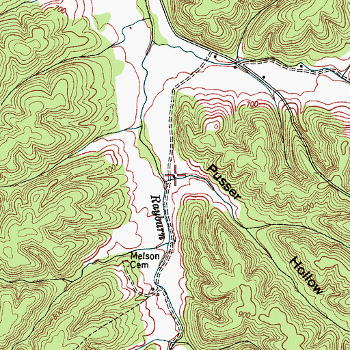 Topographic Map of Pusser Hollow, TN