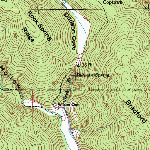 Topographic Map of Putman Spring, TN