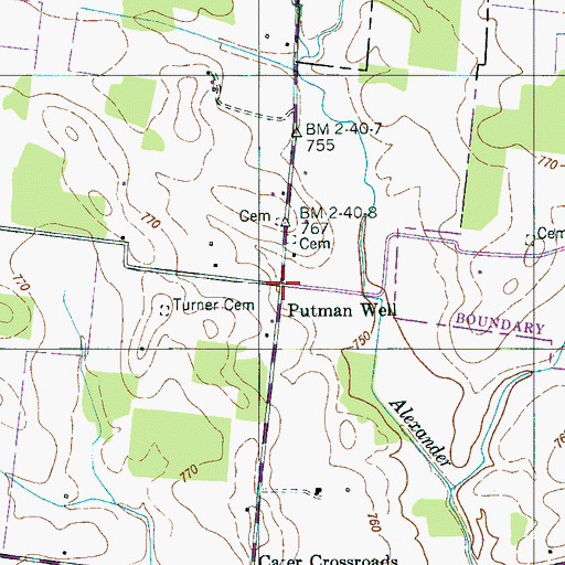 Topographic Map of Putman Well, TN