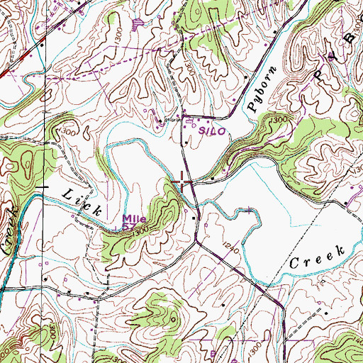 Topographic Map of Pyborn Creek, TN