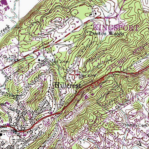 Topographic Map of Pyles Cemetery, TN