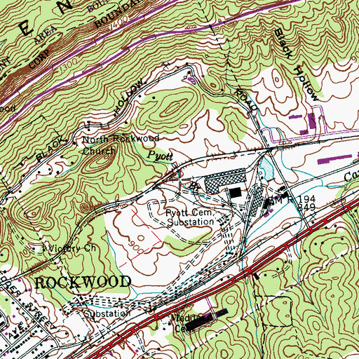 Topographic Map of Pyott Branch, TN