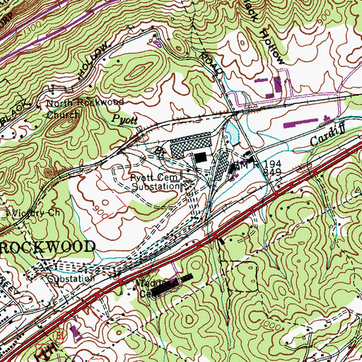 Topographic Map of Pyott Cemetery, TN