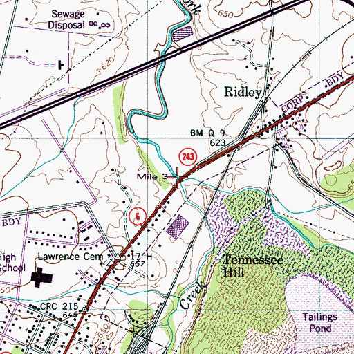 Topographic Map of Quality Creek, TN