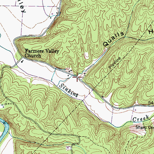 Topographic Map of Qualls Hollow, TN