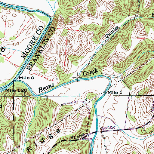 Topographic Map of Quarles Branch, TN