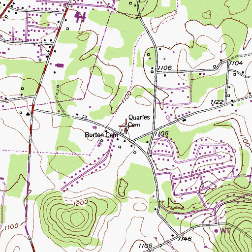 Topographic Map of Quarles Cemetery, TN
