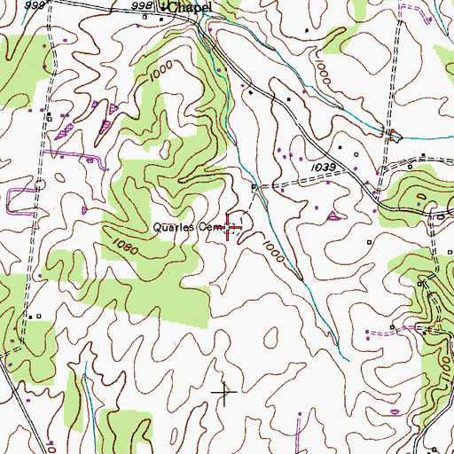 Topographic Map of Quarles Cemetery, TN