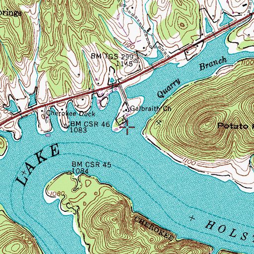 Topographic Map of Quarry Branch, TN