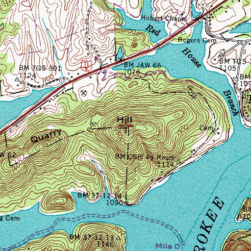 Topographic Map of Quarry Hill, TN