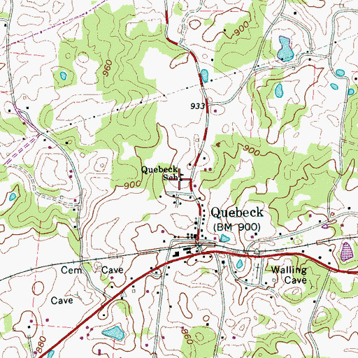 Topographic Map of Quebeck School, TN