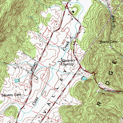 Topographic Map of Queener Spring, TN
