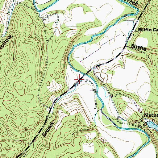 Topographic Map of Queens Branch, TN