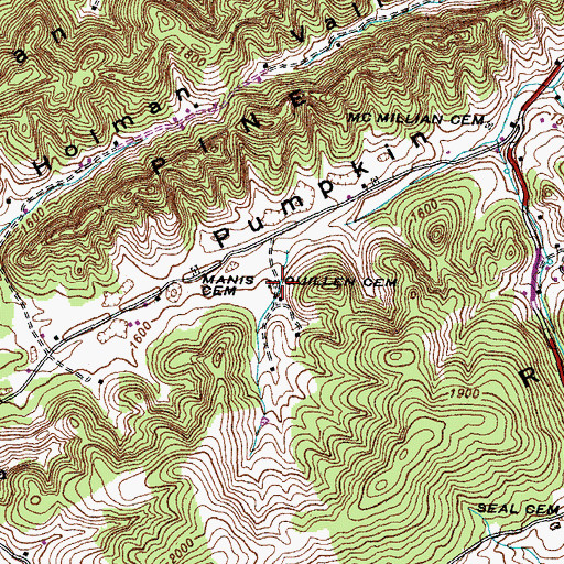 Topographic Map of Quillen Cemetery, TN