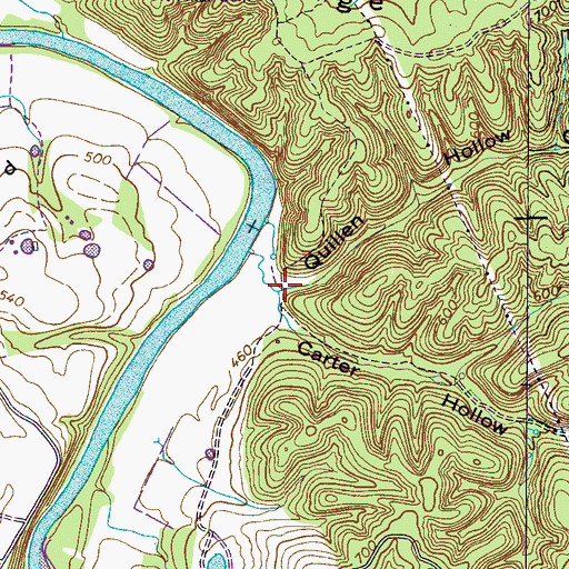Topographic Map of Quillen Hollow, TN