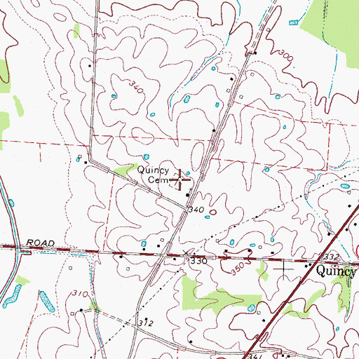 Topographic Map of Quincy Cemetery, TN