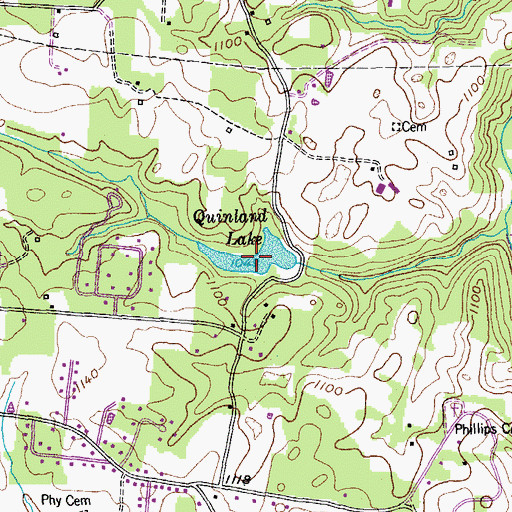 Topographic Map of Quinland Lake, TN