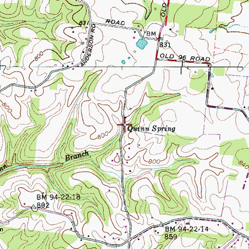Topographic Map of Quinn Spring, TN