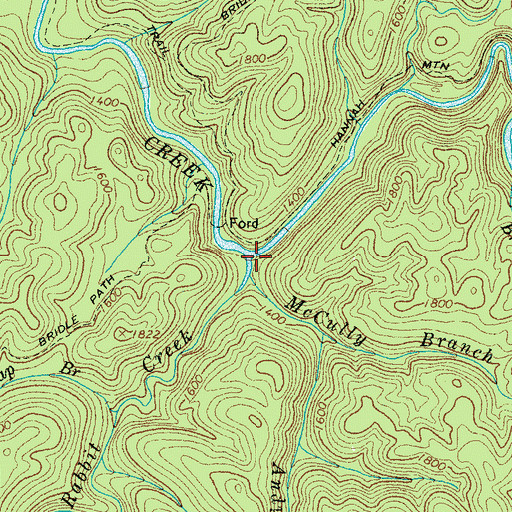 Topographic Map of Rabbit Creek, TN