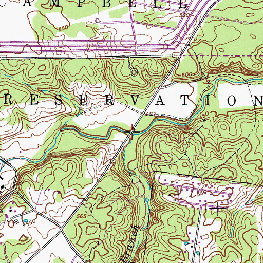 Topographic Map of Raccoon Branch, TN