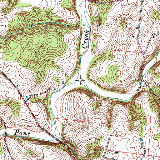 Topographic Map of Raccoon Creek, TN
