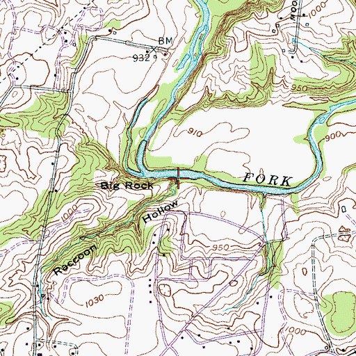 Topographic Map of Raccoon Hollow, TN