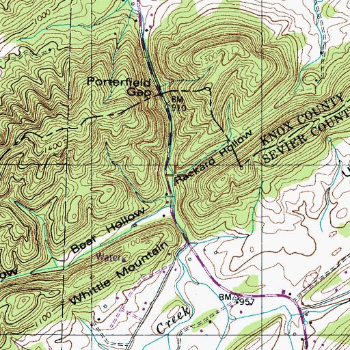 Topographic Map of Rackard Hollow, TN