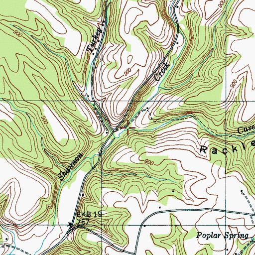 Topographic Map of Rackley Hollow, TN