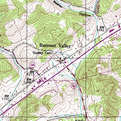 Topographic Map of Raccoon Valley, TN