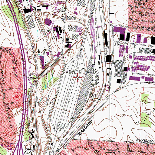 Topographic Map of Radnor Yards, TN