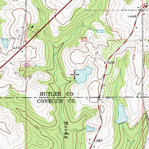 Topographic Map of Eugene R Majors Lake Dam, AL
