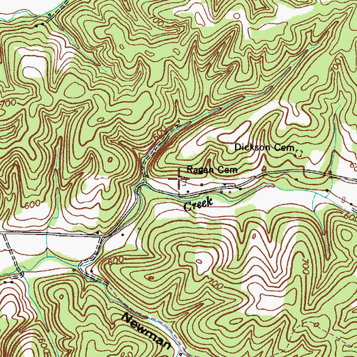 Topographic Map of Ragan Cemetery, TN